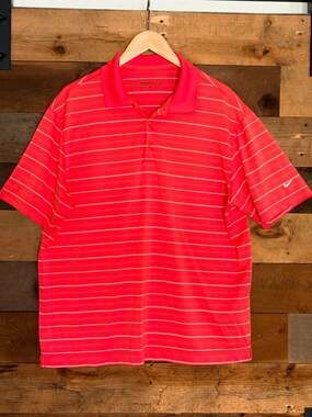 Nike Golf Dri-Fit Striped Polo Shirt Size Large